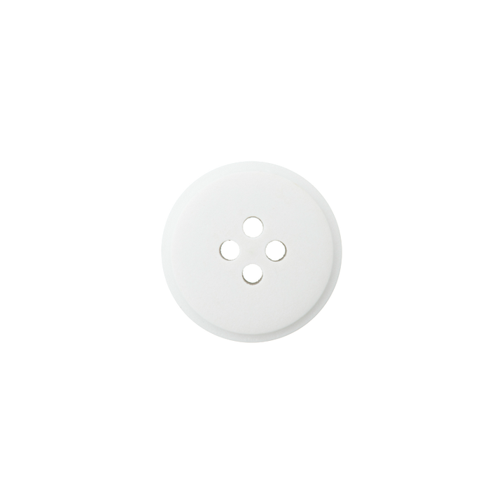 Polyester button 4-holes recycled 15mm white