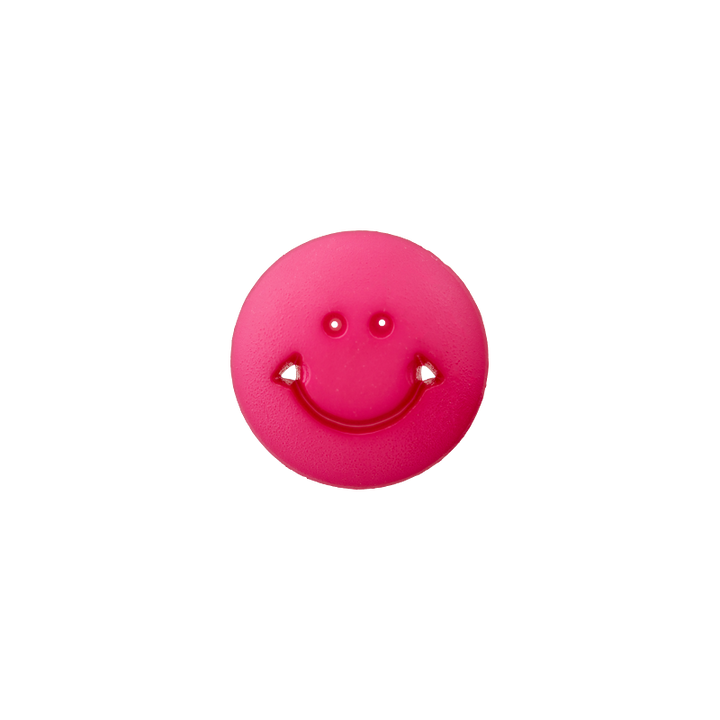 Polyesterknopf Öse, Smiley, 12mm, pink