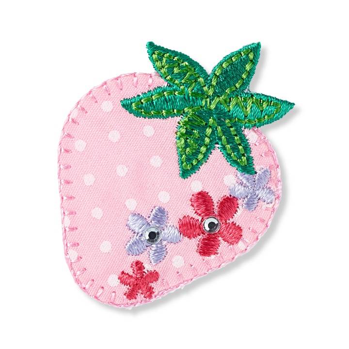 Applique strawberries rose with flowers