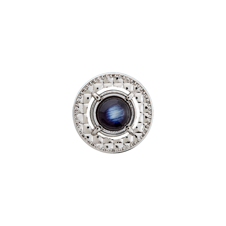 Bouton métal/polyester pied,15mm,argent