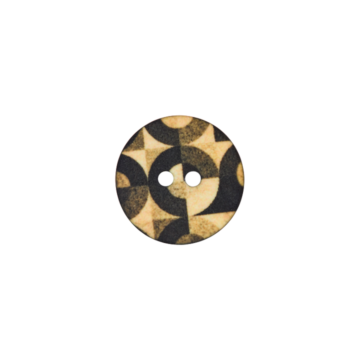 Bouton polyester 2-trous, Cercle, 18mm, noir