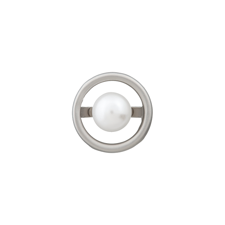 Bouton métal/polyester pied,11mm,argent mat