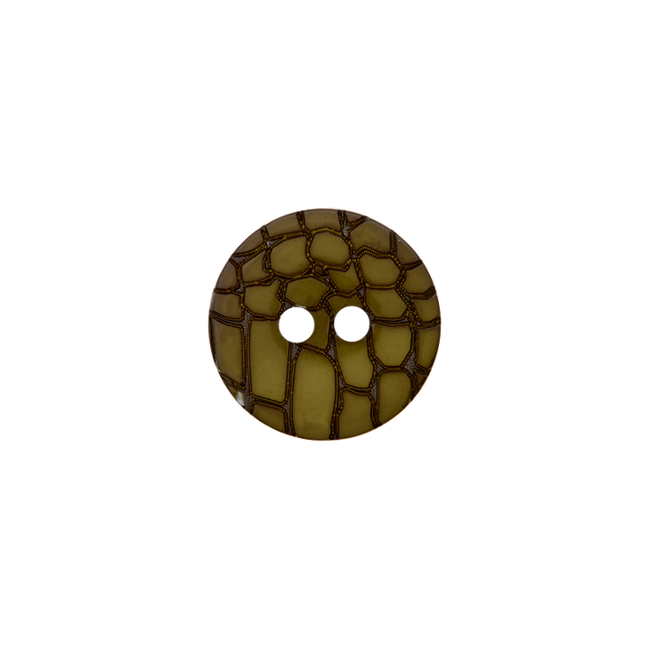 Пуговица из полиэстера, с 2 отверстиями, змеиный узор, 15мм, оливковый цвет