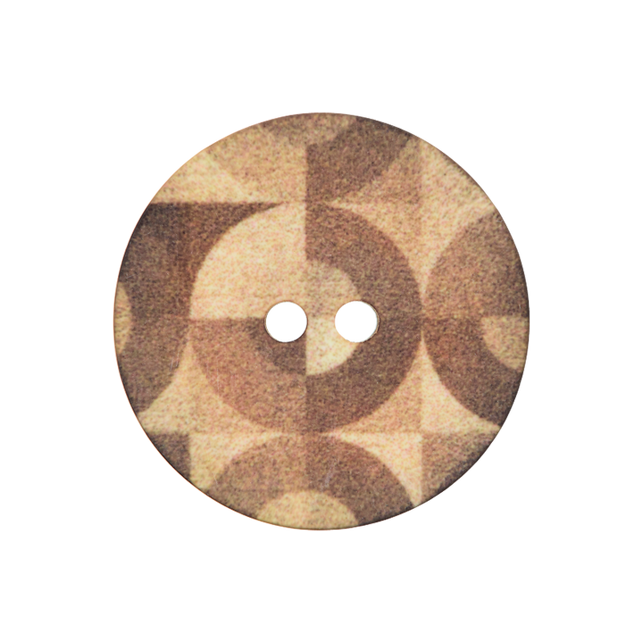 Polyester button 2-holes, Circle, 23mm, medium brown