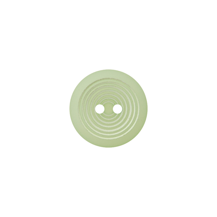 Bouton polyester 2-trous, Cercles, 18mm, vert clair