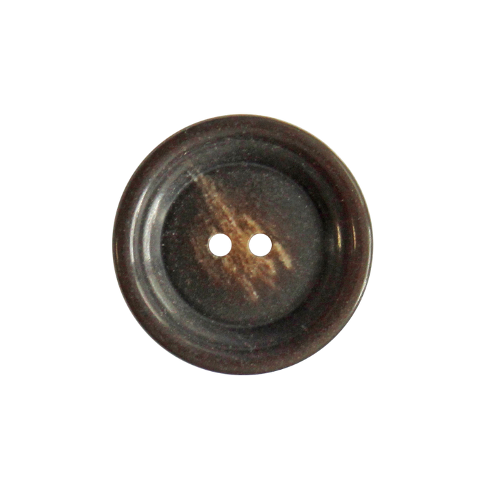 Horn/polyester button 2-holes, recycled, 18mm, dark brown