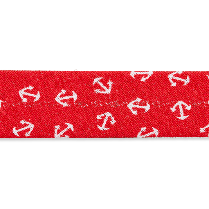 Косая бейка Морской мотив, 18 мм, красный цвет