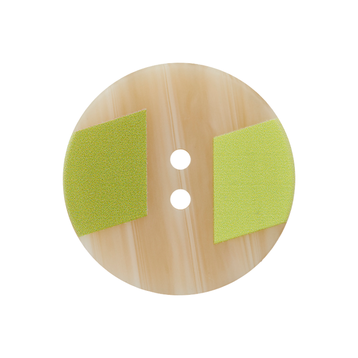 Polyester button 2-holes, 25mm, light green/medium green