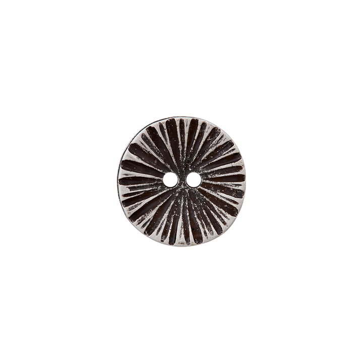 Bouton métal 2-trous, 18mm, argent vieilli