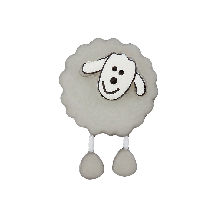 Polyester button Sheep 18mm grey