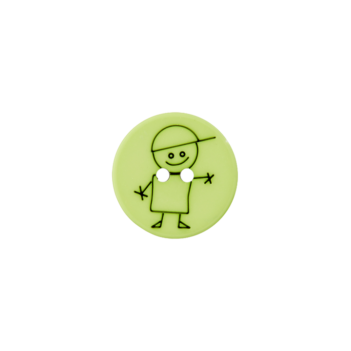 Пуговица «Мальчик», из полиэстера, с 2 отверстиями, 15 мм, зеленый, светлый цвет