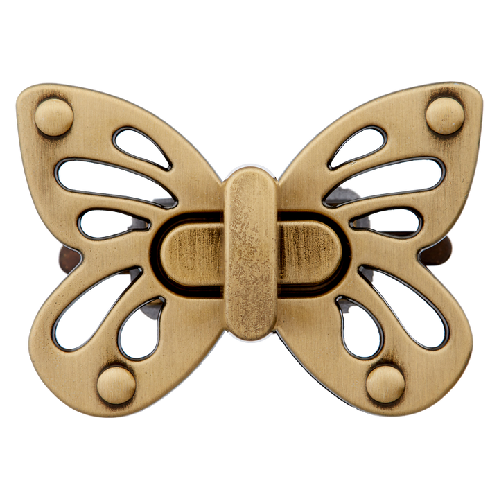 Taschenverschluss Schmetterling, 50mm, altmessing