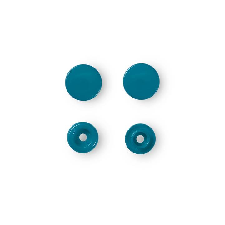 Non-sew press fasteners, Colour Snaps, round, 12.4mm, dark turquoise