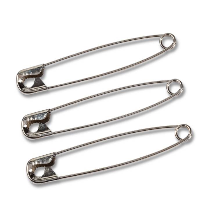 Safety pins, 57mm, silver-coloured, 12 items