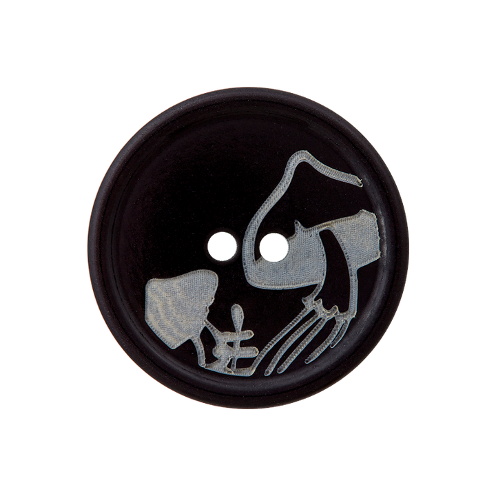 Пуговица из каменного ореха, с 2 отверстиями, «Грибок», 20мм, черный цвет