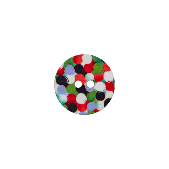 Polyester button 2-holes, Print, 18mm, multicoloured