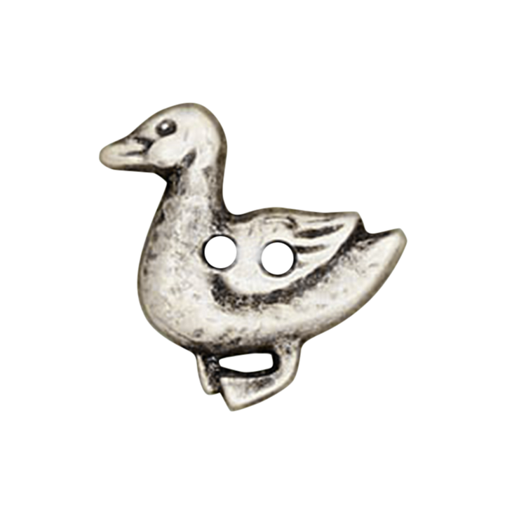 Metal button two-hole Duck 25mm silver