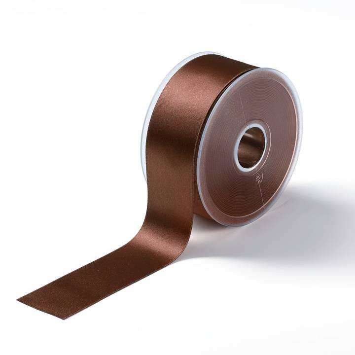 Satin ribbon, 38mm, mid-brown