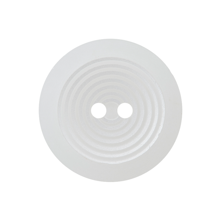 Bouton polyester 2-trous, Cercles, 23mm, blanc