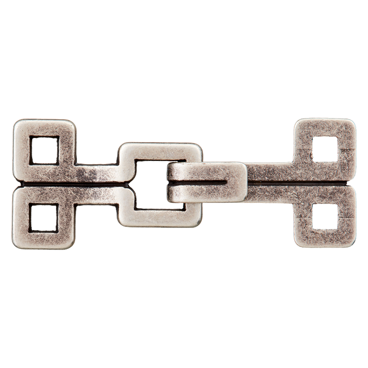 Застежка металлическая, 40 мм, цвет состаренного серебра