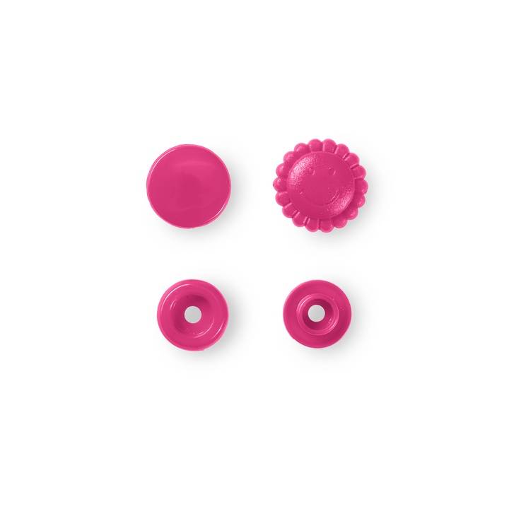 Non-sew press fasteners, Colour Snaps, flower, 13.6mm, pink