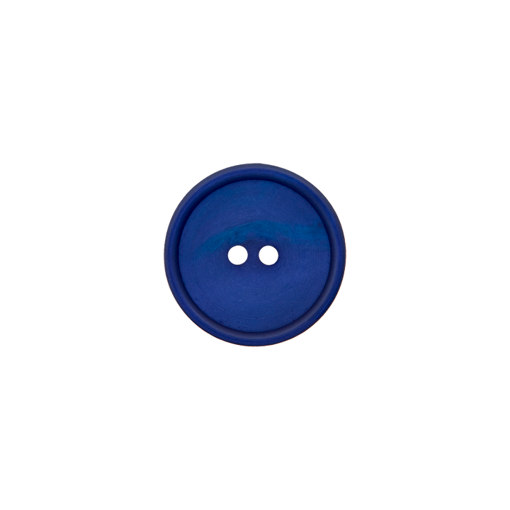 Bouton polyester 2-trous, 18mm, bleu