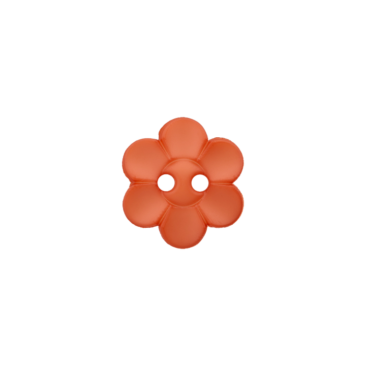 Polyester button 2-holes, Flower, 12mm, rust