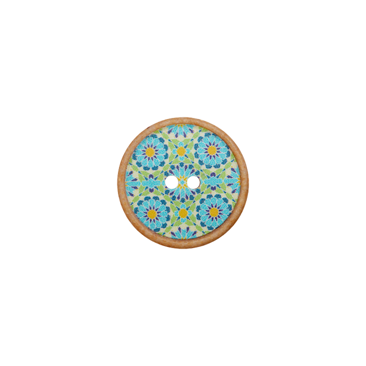 Polyamidknopf 2-Loch, Blume, 18mm, mehrfarbig