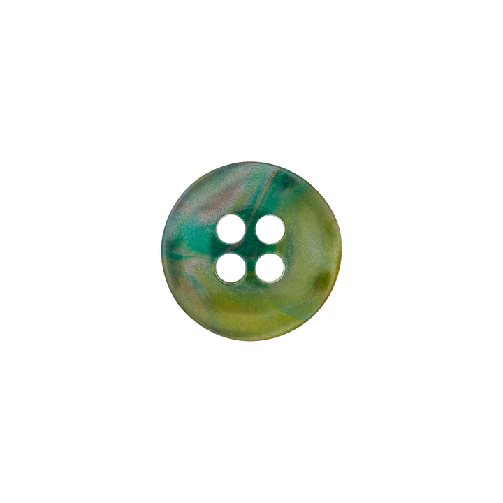 Пуговица из полиэстера, с 4 отверстиями, 11мм, зеленый, средний цвет