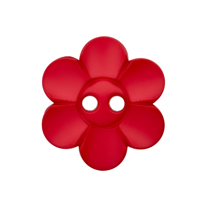 Polyester button 2-holes, Flower, 20mm, dark red