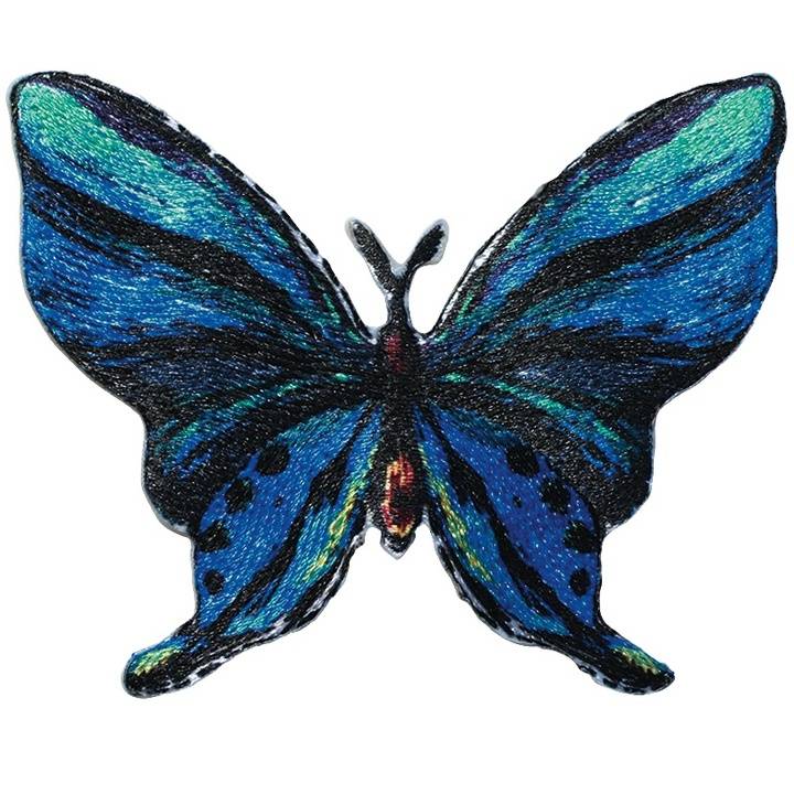 Motif décoratif Papillon adhésif/thermocollant, bleu/noir