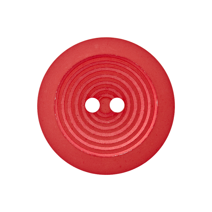 Bouton polyester 2-trous, Cercles, 23mm, rouge