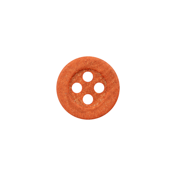 Hemp/polyester button, 4-holes, recycled, 11mm, rust