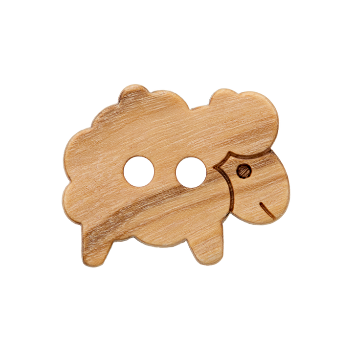 Wood button 2-holes, Sheep, 19mm, beige