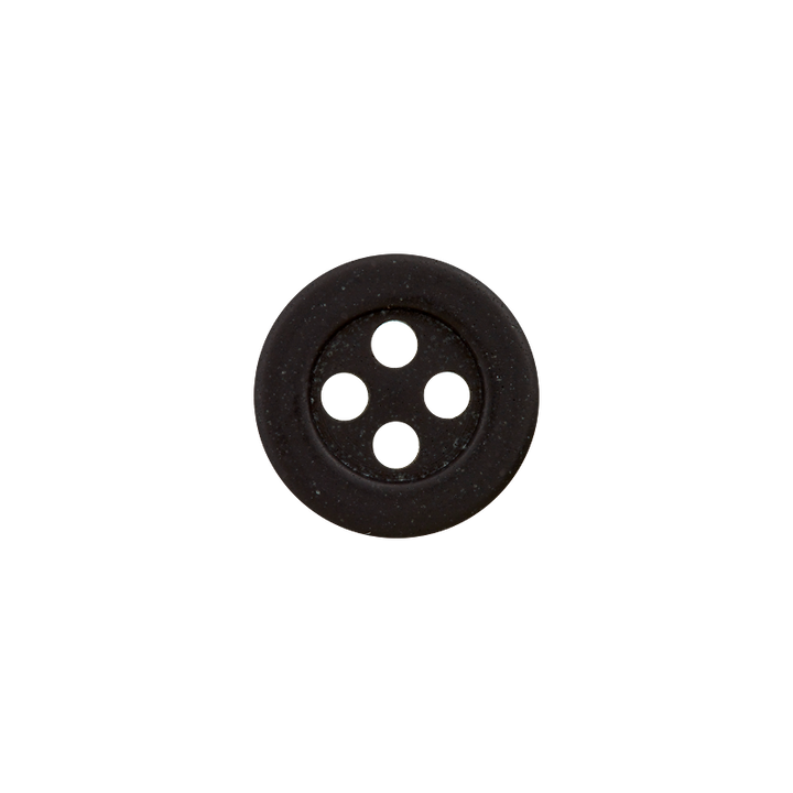 Hanf/Polyesterknopf 4-Loch, recycelt, 11mm, schwarz