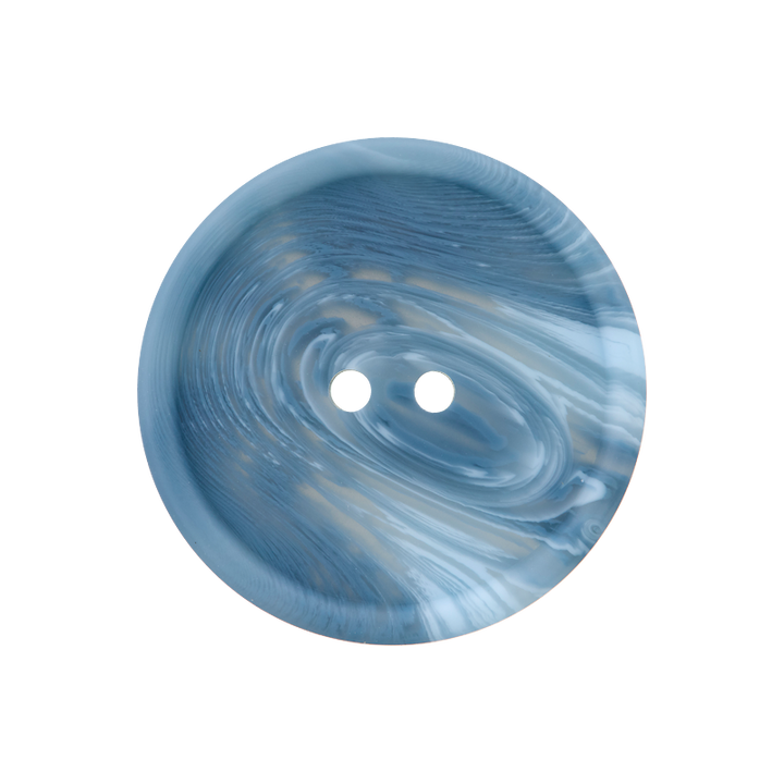 Polyester button 2-holes, with grain, 25mm, light blue