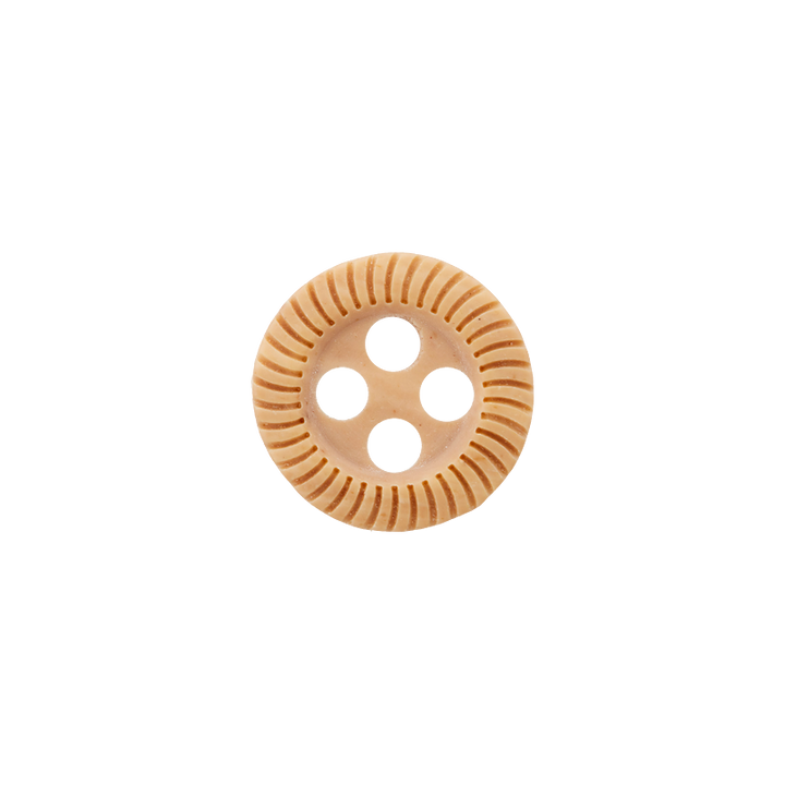 Bouton polyester 4-trous, 9mm, beige