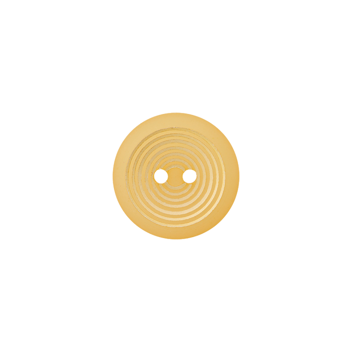 Polyesterknopf 2-Loch, Kreise, 18mm, gelb
