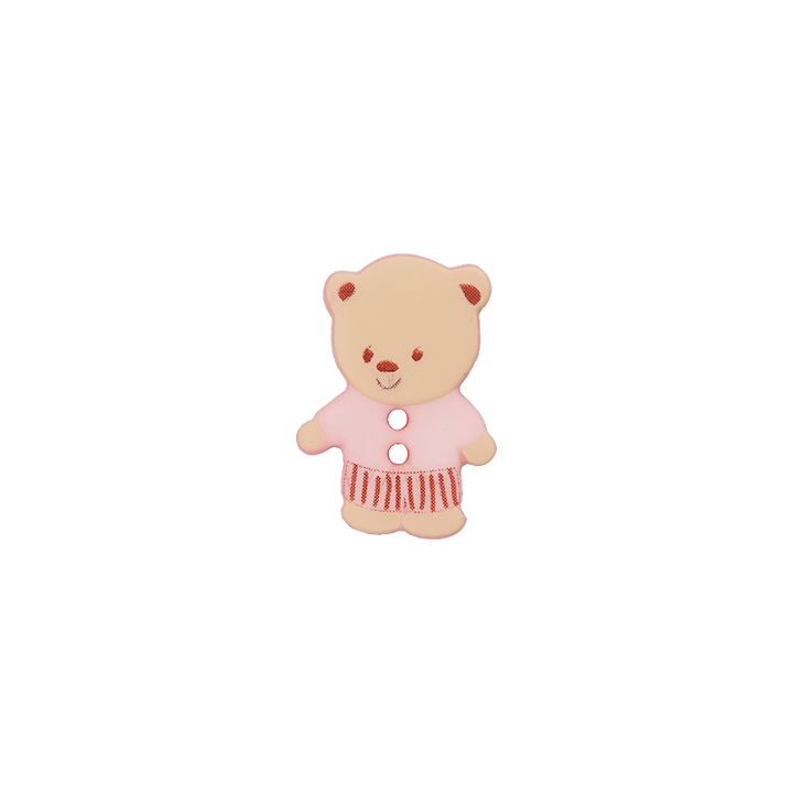Polyester two-hole button Bear 15mm rosa