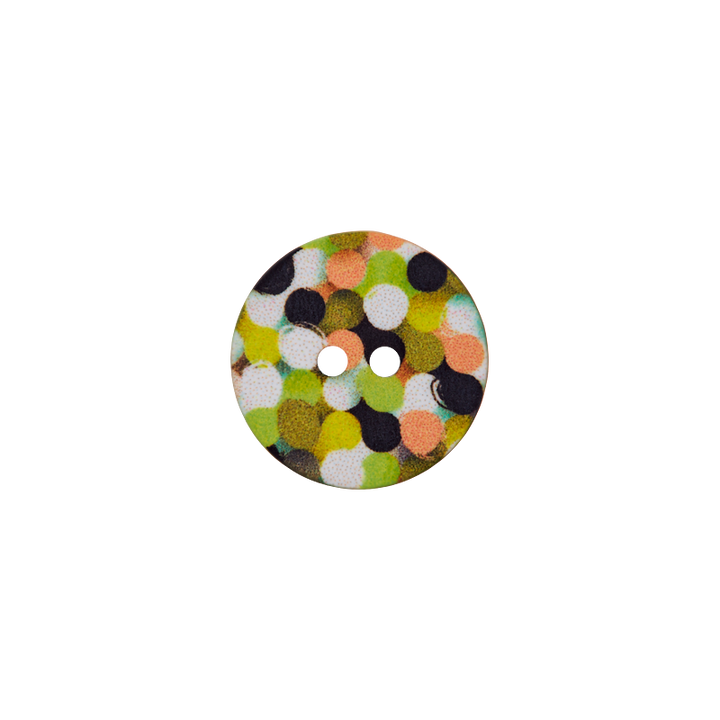 Polyester button 2-holes, Print, 18mm, multicoloured