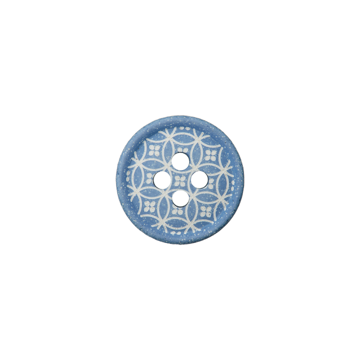 Polyester button 4-holes 12mm light blue