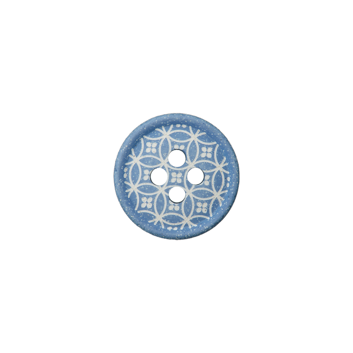 Bouton polyester 4-trous 12mm bleu clair