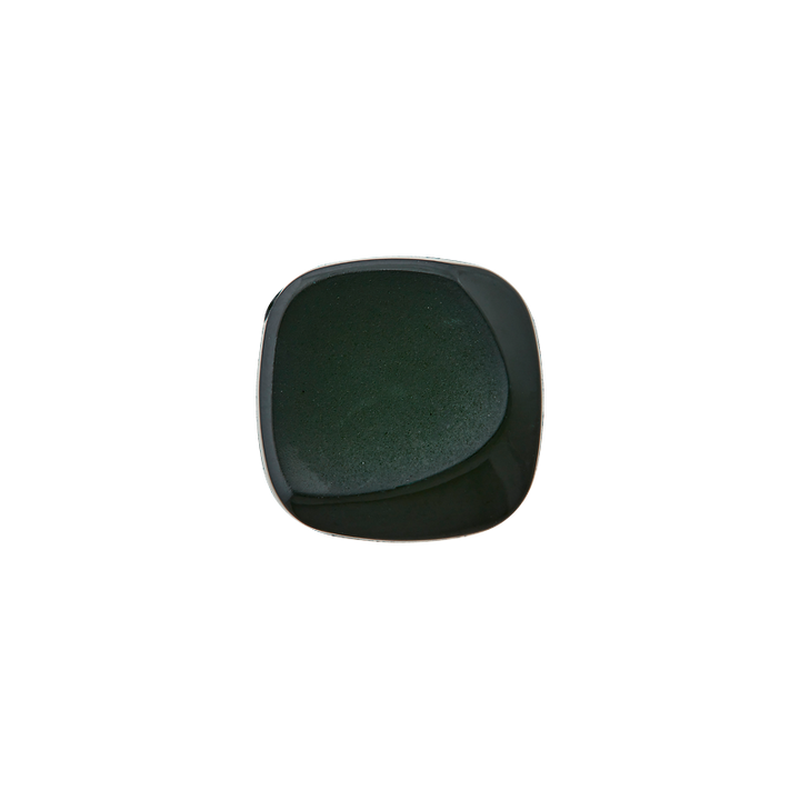 Polyester button shank, square, 12mm, dark green