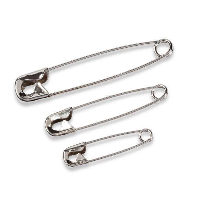 Safety pins, 27/38/50mm, silver-coloured, Sliding box