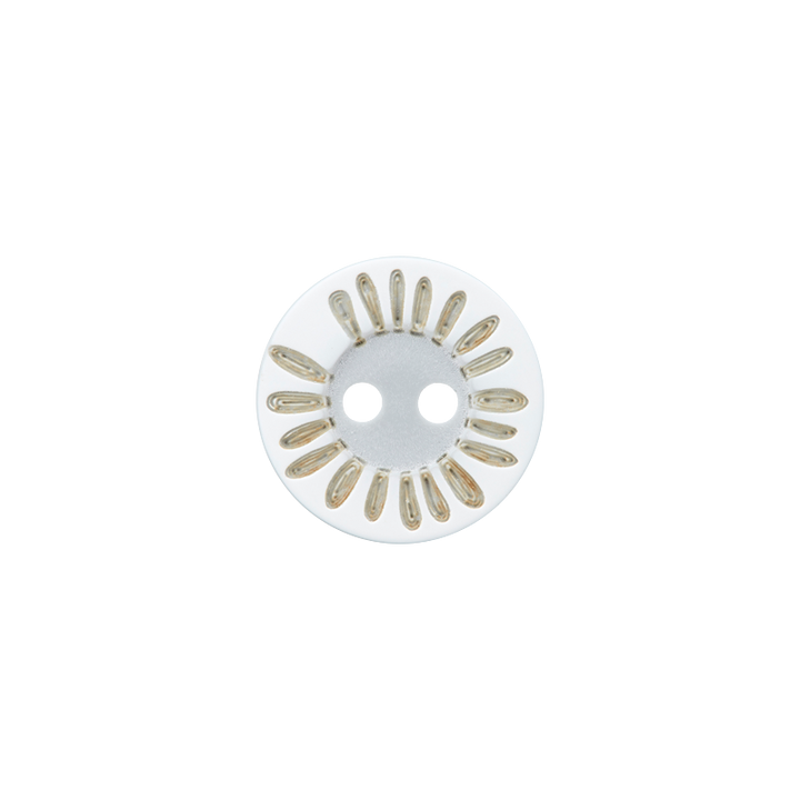 Polyester button 2-holes, Flower, 15mm, light grey