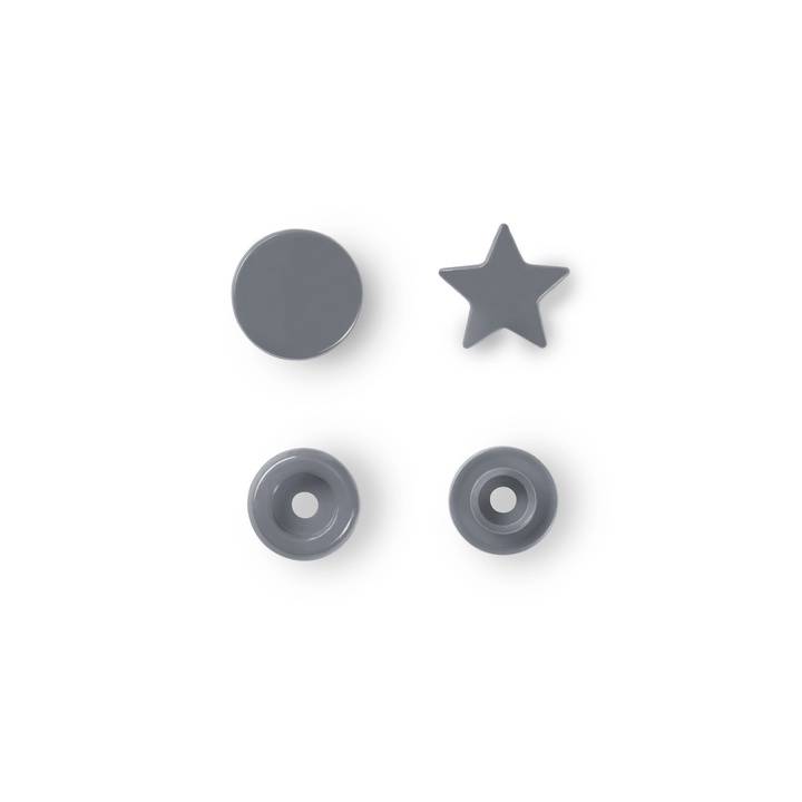 Non-sew press fasteners, Colour Snaps, Star, silver grey