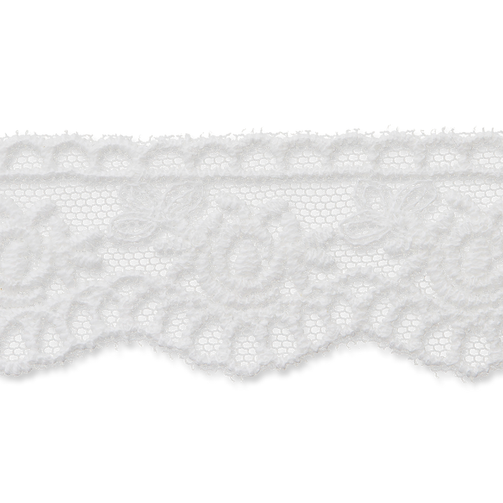 Embroidered tulle, 25mm, white