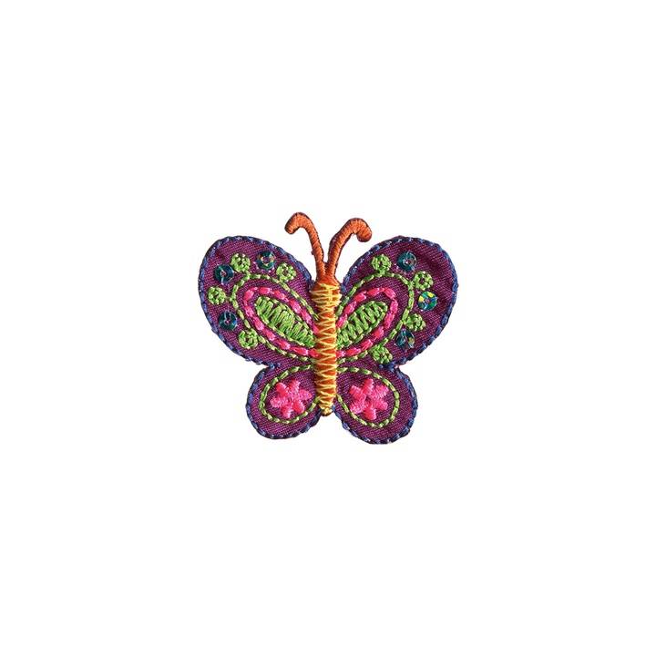 Applikation Schmetterling, violett/bunt