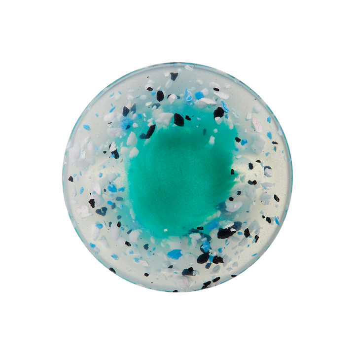 Bouton polyester pied, 20mm, vert turquoise