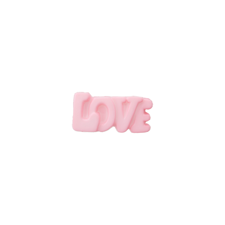 Polyesterknopf Öse, Love, 15mm, rosa